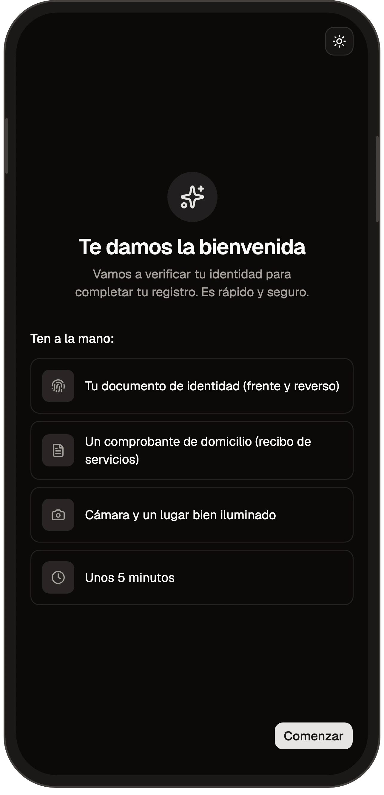 Pantalla de bienvenida del onboarding de Lead360: lista lo que hay que tener a mano antes de empezar.